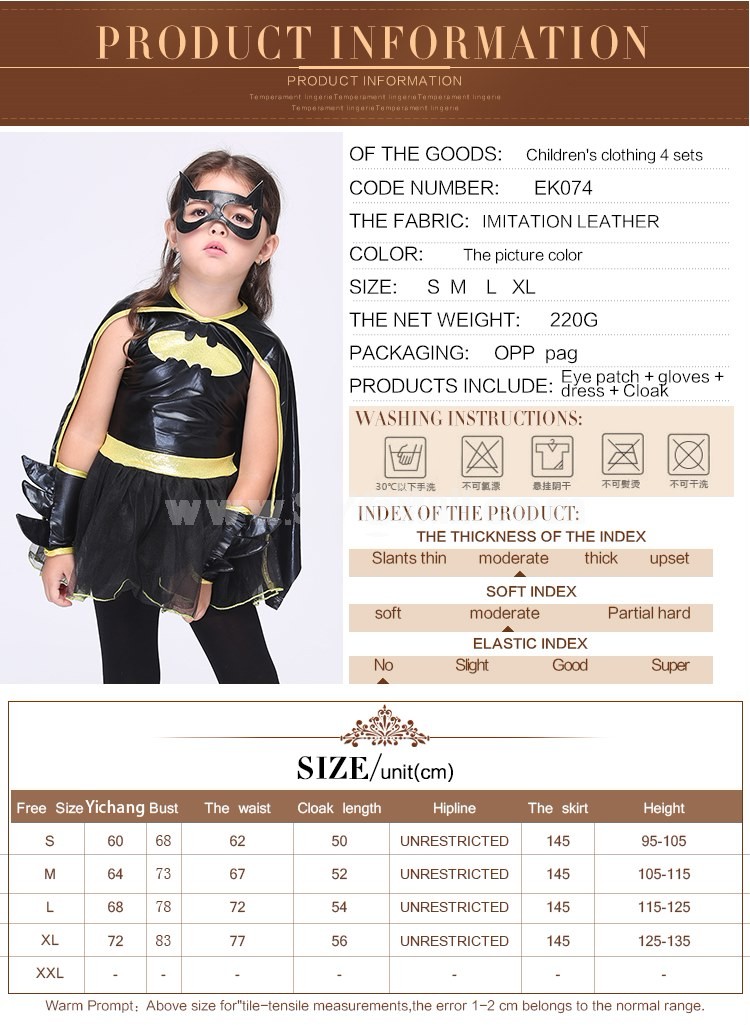 Halloween Costumes for Girls Batman Cosplay Costume Set EK074