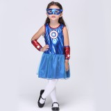 Wholesale - Halloween Costumes for Girls Captain America Cosplay Costume Set EK112
