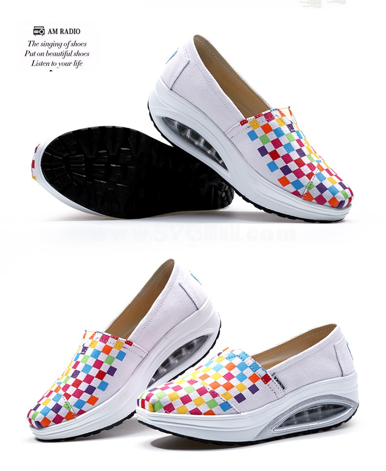 Women's Canvas Platforms Slip On Sneakers Athletic Air Cushion Walking Shoes 1522