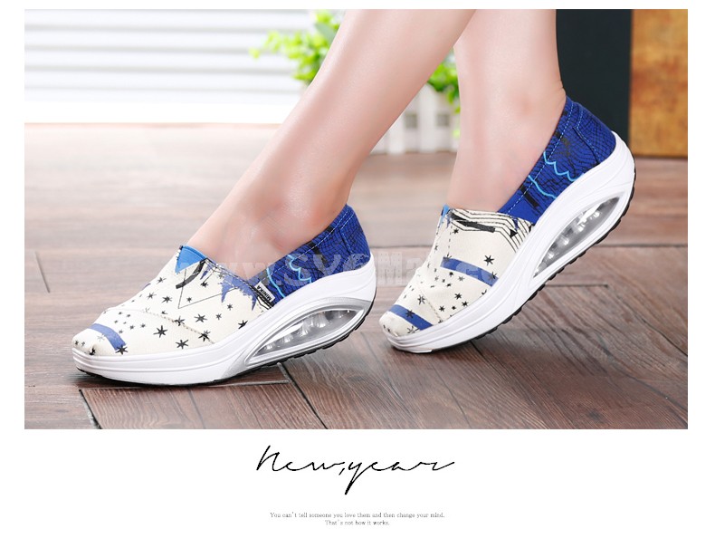 Women's Canvas Platforms Slip On Sneakers Athletic Air Cushion Walking Shoes 1553