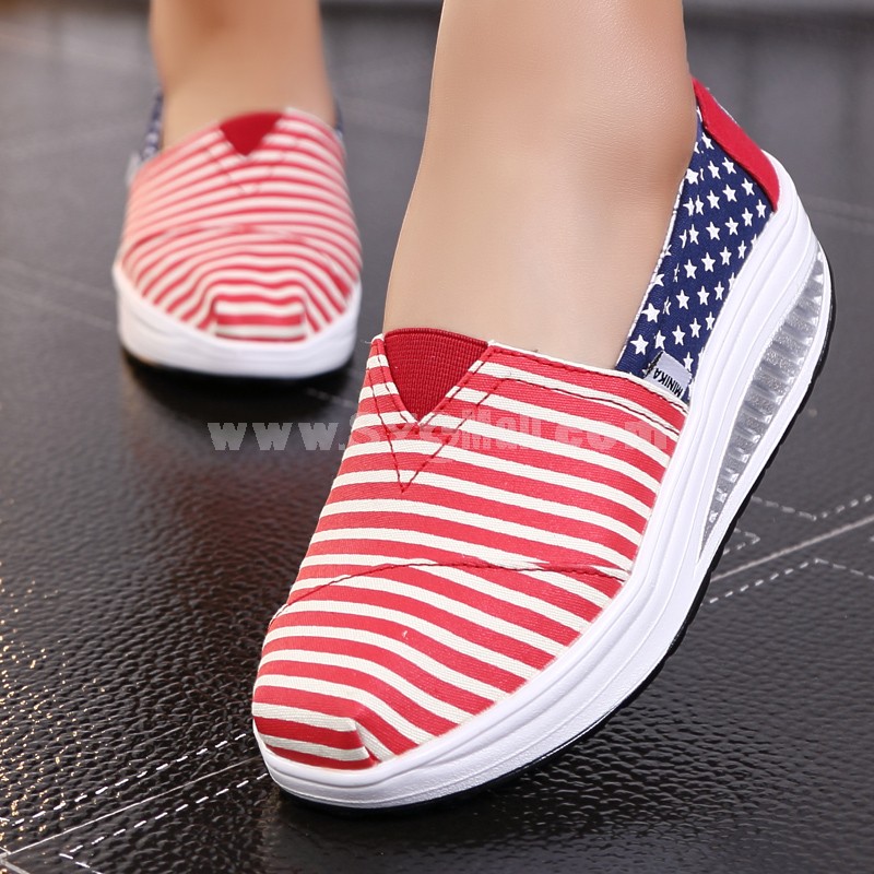 Women's Canvas Platform Slip On Sneakers Athletic Walking Shoes 9001-24
