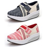Wholesale - Women's Canvas Platform Slip On Sneakers Athletic Walking Shoes 9002-9