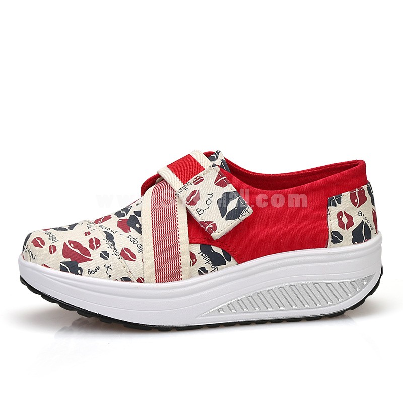 Women's Canvas Platform Slip On Sneakers Athletic Walking Shoes 9002-6