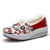 Wholesale - Women's Canvas Platform Slip On Sneakers Winter Warm Cotton-padded Walking Shoes 9001-4