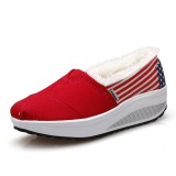 Wholesale - Women's Canvas Platform Slip On Sneakers Winter Warm Cotton-padded Walking Shoes 9001-5