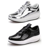 Wholesale - Women's Glossy Leather Sneakers Lace Up Athletic Walking Shoes 1672
