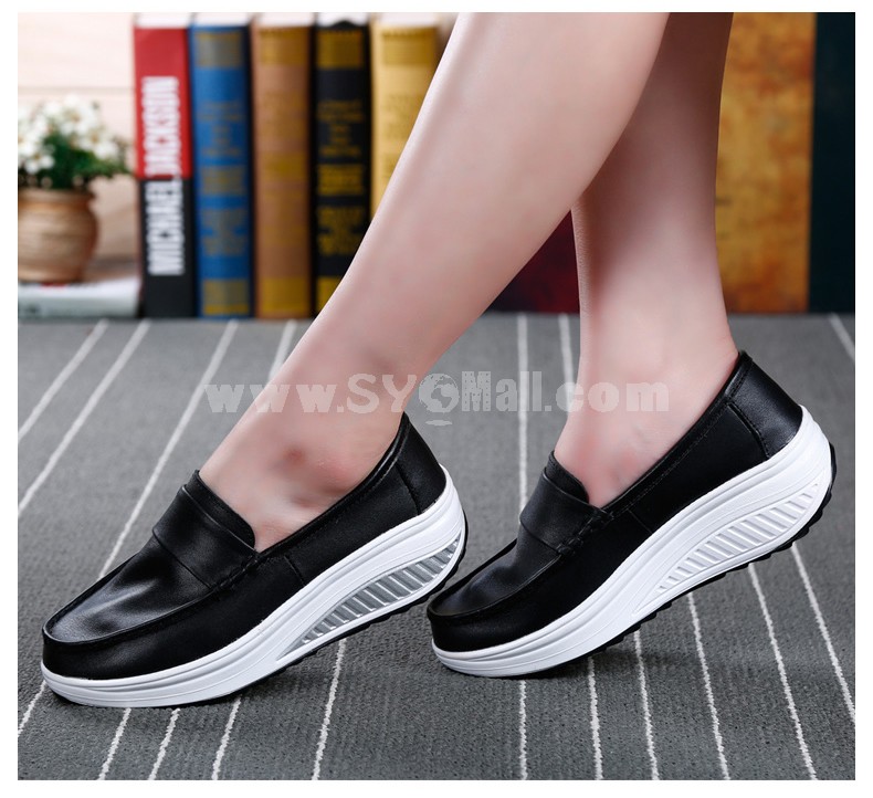 Women's Leather Platform Slip On Sneakers Athletic Walking Shoes 1619