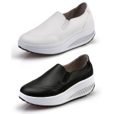 Wholesale - Women's Leather Platform Slip On Sneakers Athletic Walking Shoes 6010