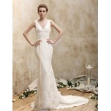 Wholesale - Mermaid Re-Embroidered Lace Wedding Dress with Court Train