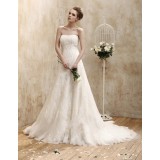 Wholesale - A-line Korean style Strapless Luxurious Wedding Dress with Sweep Train