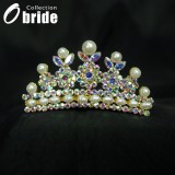 Wholesale - Gorgeous Alloy With Colorful Crystals And Imitation Pearls Wedding Bridal Tiara