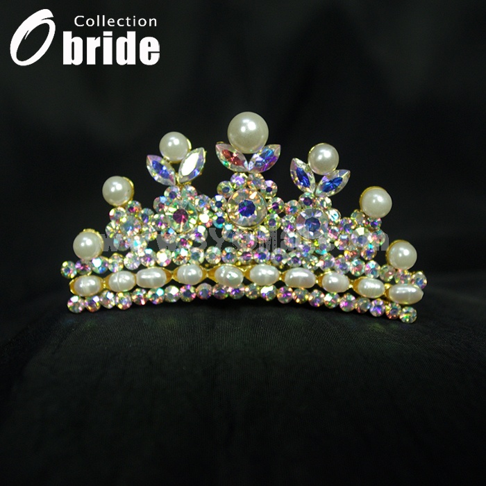 Gorgeous Alloy With Colorful Crystals And Imitation Pearls Wedding Bridal Tiara