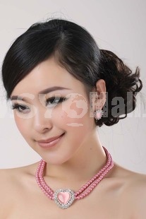 Pink Imitation Pearl Women's Jewelry Set Including Necklace And Earrings