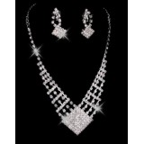 Wholesale - Fashion Alloy Rhinestone Wedding Bridal Necklace and Earrings Jewelry Set