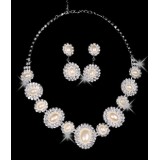 Wholesale - Gorgeous Shining Alloy With Imitation Pear Wedding Bridal Necklace and Earrings Jewelry Set