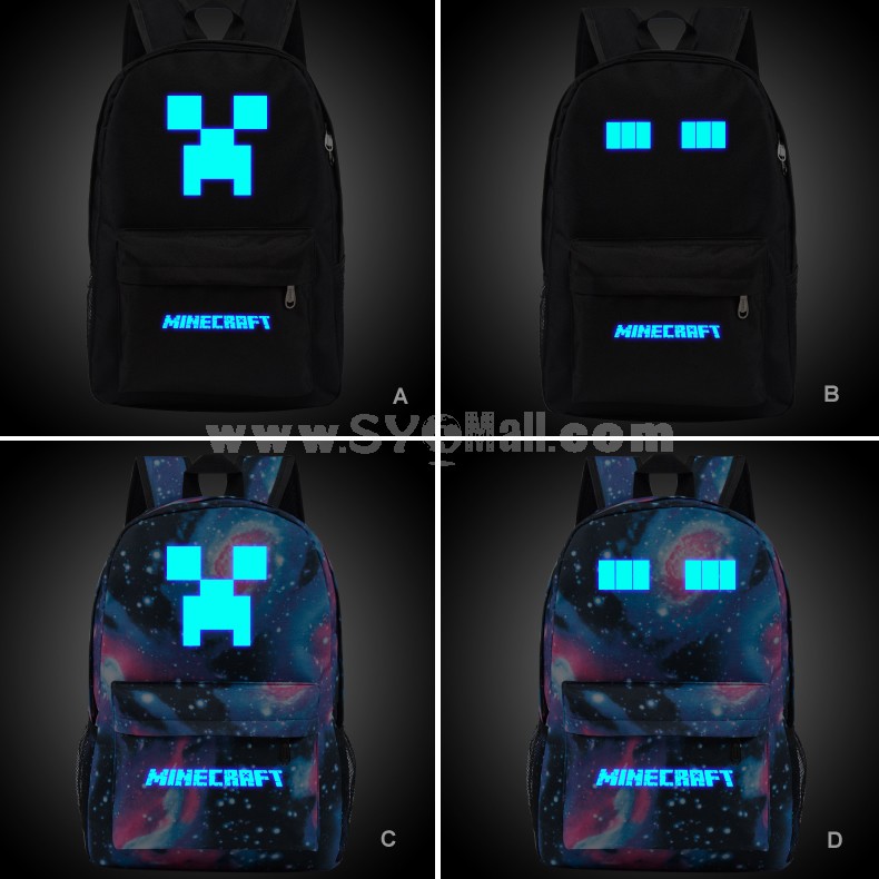 Minecraft Creeper Luminous Fashionable Backpacks Shoulder Rucksacks Schoolbags