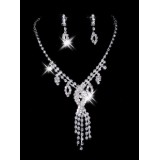 Wholesale - High Quality Czech Rhinestones With Alloy Plated Wedding Jewelry Set, Including Necklace, Earrings