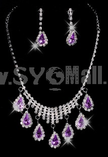Beautiful  Shining  Alloy With Imitation Pear Wedding Bridal Necklace and Earrings Jewelry Set