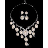 Wholesale - Gorgeous Shining Alloy With Imitation Pear Wedding Bridal Necklace and Earrings Jewelry Set