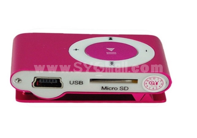 USB Rechargeable Mini Clip MP3 Player with Micro SD/TF Card Slot - Pink