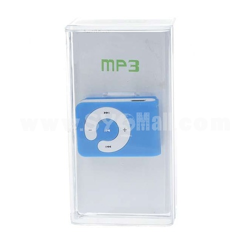 USB Rechargeable Mini Screen-Free Clip MP3 Player with Micro SD/TF Card Slot - Blue