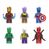 wholesale - Superhero Groot Iron Man Thanos Lego Compatible Block Mini Figure Toys 6Pcs Set