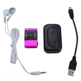 Wholesale - USB Rechargeable Half Metal Cover Screen-Free Clip MP3 Player with TF Card Slot - Rose Red