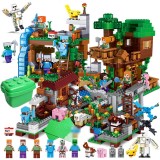 wholesale - Minecraft Jungle Tree House Fortress Building Kit Blocks Mini Figures Toys Set 1388Pcs in Bucket A0002