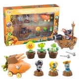 wholesale - Plants vs Zombies Action Figure Toys Shooting Dolls Pirate Zombie Carrot Launcher 8-in-1 Set in Gift Box