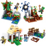 wholesale - 4-In-1 MineCraft Building Kit Blocks Mini Figure Toys Windmill Scene JX30061