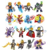 wholesale - 16Pcs Super Heroes Iron Man Captain America Thanos Crystal Building Blocks Mini Figure Toys MG111