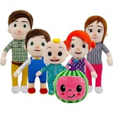 Wholesale - 6Pcs Set Cocomelon JJ Watermelon Plush Toys Stuffed Dolls Family Character Toys 20-35cm/8-13.8Inch Tall