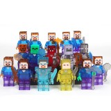 wholesale - 16Pcs MineCraft Crystal Steve Building Blocks Mini Figure Toys 81000