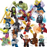 wholesale - 16Pcs Super Heroes Iron Man Hulk Thanos Building Blocks Minifigures Toys 34044