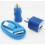 Car Vehicle Charger+ USB Data Charger Cable Cord + Wall Charger Adaptor for iPodTouch iPhone 4 4G 4S 3G 3GS-Blue