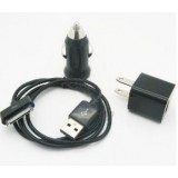 Wholesale - Car Charger + USB Data Charger Cable + Wall Charger Adaptor for iPod/iTouch/iPhone Series-Black