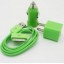 Car Vehicle Charger+ USB Data Charger Cable Cord + Wall Charger Adaptor for iPodTouch iPhone 4 4G 4S 3G 3GS-Green