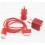 Car Vehicle Charger+ USB Data Charger Cable Cord + Wall Charger Adaptor for iPodTouch iPhone 4 4G 4S 3G 3GS-Red