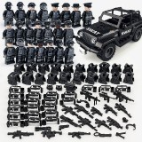 Wholesale - SWAT Military Police Building Blocks Mini Figures Set - SUV + 22Pcs Soldiers Minifigures with Weapons and Accessorie