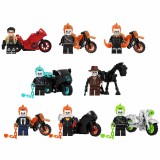 wholesale - 8Pcs Super Heroes Ghost Rider Red Hood Minifigures Blocks Mini Figure Toys with Motocycles KF6120