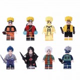 Wholesale - 8Pcs Naruto Minifigures Uchiha Sasuke Itachi Jiraiya Hatake Kakashi Building Blocks Mini Figure Toys KF6078