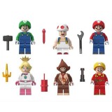 Wholesale - Super Mario Luigi Peach Building Blocks Mini Figure Toys 6Pcs Set