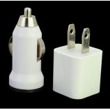 Wholesale - USA USB Power and Car Adapter, Charger and Cable for iPhone/iPad/iPod-White