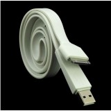 Wholesale - 105cm/41.34inch Flat Noodle USB Silicone Cable for iPhone/iPod/iPad - White