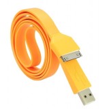 Wholesale - 105cm/41.34inch Flat Noodle USB Silicone Cable for iPhone/iPod/iPad - Orange