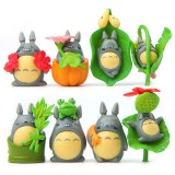 wholesale - 8Pcs Totoro Action Figures Leaf Oh-Totoro Anime Resin Mini Toys Artwares Cake Toppers Decorations 1.3-1.5inch Tall