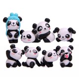 wholesale - 8Pcs Panda Action Figures PVC Mini Figurines Toys Cake Toppers Decorations 3-4.3cm Tall
