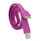 Wholesale - 105cm/41.34inch Flat Noodle USB Silicone Cable for iPhone/iPod/iPad - Purple