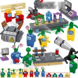 wholesale - 4-In-1 Scenes Among Us Building Kits Blocks Mini Figures Kids Toys 344Pcs Set 82283