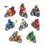 wholesale - 8Pcs Ninjiago Minifigures Toddler Stitching Anime Toys with Motorcycle Mini Figures Collection Combat Building Block